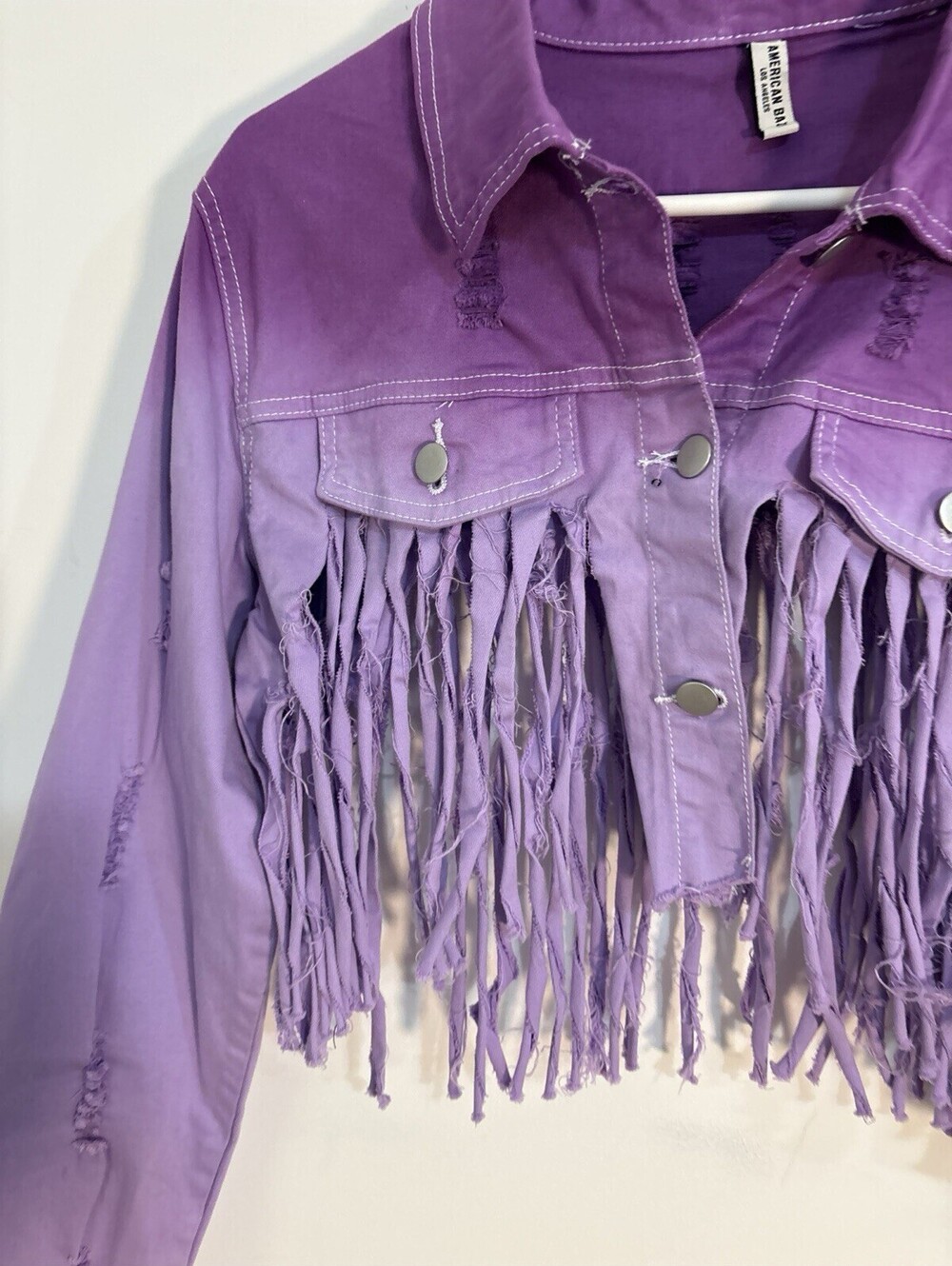 NWT American Bazi Fringe Cropped Lavender Jacket, Women’s Large , RJK-20179 New - Picture 5 of 11